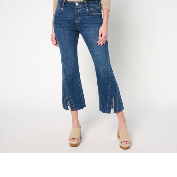 Liverpool Los Angeles Blue Flare split hem Crop Jeans for Women size 2/26 - Picture 1 of 7